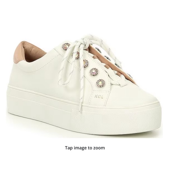 Kurt Geiger London Liviah Jewel Studded Leather Platform Sneakers - Picture 1 of 9